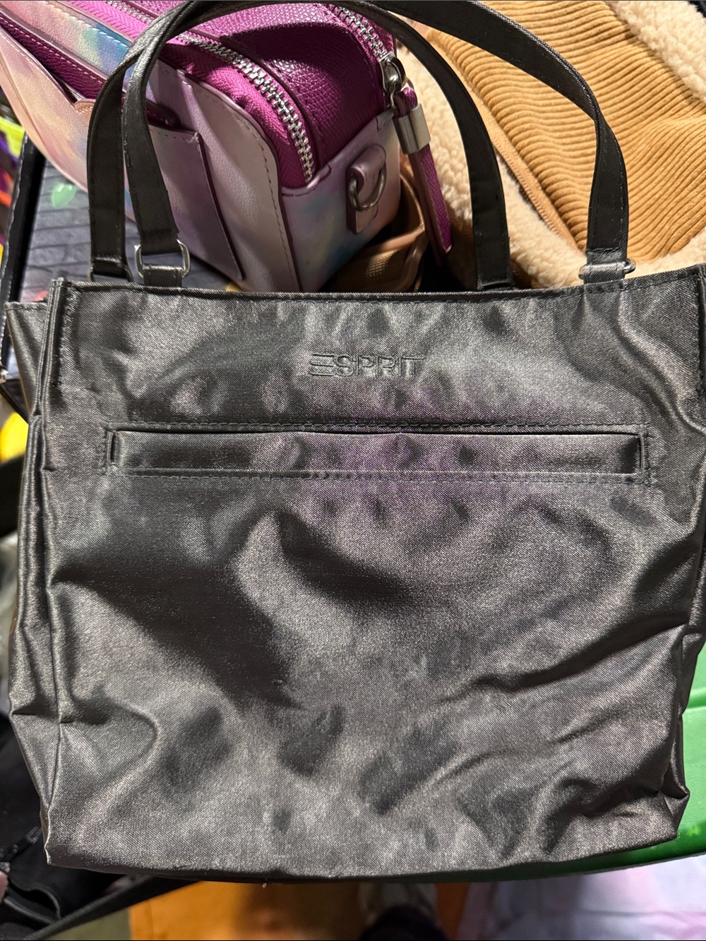 Esprit Black Satin-Look Tote Bag